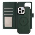 iPhone 16 Pro aftageligt pungetui med MagSafe, RFID-beskyttelse og håndrem - blå / grøn