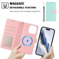 iPhone 16 Pro aftageligt pungetui med MagSafe, RFID-beskyttelse og håndrem - Mynte / Pink