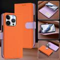 iPhone 16 Pro aftageligt pungetui med MagSafe, RFID-beskyttelse og håndrem - orange / lilla
