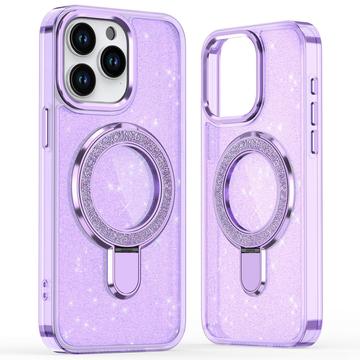 iPhone 16 Pro Glitter Hybrid cover med kickstand - MagSafe-kompatibel - Lilla