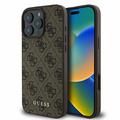 iPhone 16 Pro Guess 4G Metal Gold Logo Hybrid Cover - Brun