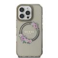 iPhone 16 Pro Guess IML Flowers Wreath Cover - MagSafe-kompatibel - sort