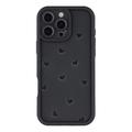 iPhone 16 Pro stødsikkert TPU-cover med hjertemønster og forhøjede kanter