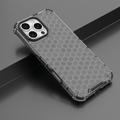 iPhone 16 Pro Honeycomb Armored Hybrid Cover - Sort
