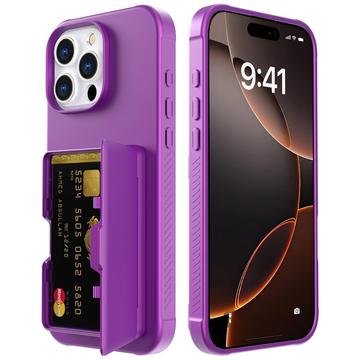 iPhone 16 Pro Hybrid Cover med Spejl og Kortholder - Lilla