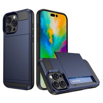 iPhone 16 Pro Hybrid Cover med Glidekortholder - Mørkeblå