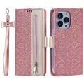 iPhone 16 Pro Lace Pattern Etui med Pung
