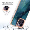 iPhone 16 Pro Marmormønster Galvaniseret IMD TPU Cover - Grøn