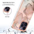 iPhone 16 Pro Marmormønster Galvaniseret IMD TPU Cover - Pink