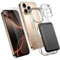 iPhone 16 Pro Max 4-i-1 MagSafe-beskyttelsessæt med kortholder - gennemsigtig / sort