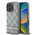 iPhone 16 Pro Max DKNY Ternet Mønster og Stribe Cover - Beige