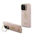 iPhone 16 Pro Max Guess Grained 4G Logo Stativkamera Cover - Pink