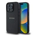 iPhone 16 Pro Max Guess Grained Classic Logo Hybrid Cover - MagSafe-kompatibel - Sort