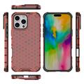 iPhone 16 Pro Max Honeycomb Armored Hybrid Cover - Rød