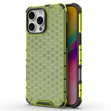 iPhone 16 Pro Max Honeycomb Armored Hybrid Cover - Grøn