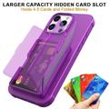 iPhone 16 Pro Max Hybrid Cover med Spejl og Kortholder - Lilla