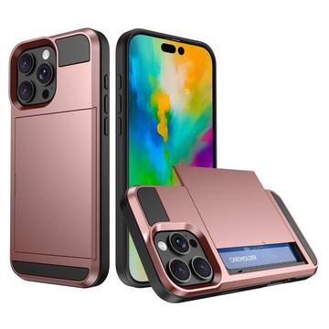iPhone 16 Pro Max Hybrid Cover med Glidekortholder - Rødguld