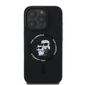 iPhone 16 Pro Max Karl Lagerfeld Karl and Choupette MagSafe Cover i flydende silikone - Sort