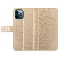 iPhone 16 Pro Max Mandala Series Etui med Pung - Guld