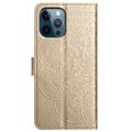 iPhone 16 Pro Max Mandala Series Etui med Pung - Guld