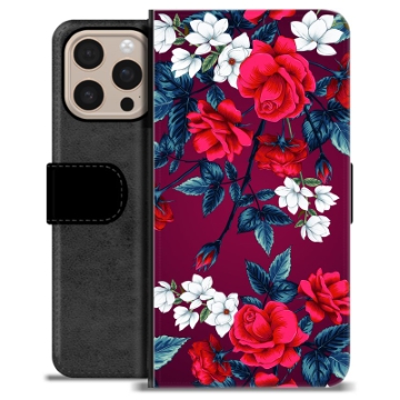 iPhone 16 Pro Max Premium Flip Cover med Pung - Vintage Blomster