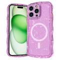 iPhone 16 Pro Max Wave-Edge Laser Glitter MagSafe Cover - Gennemsigtig pink