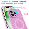 iPhone 16 Pro Max Wave-Edge Laser Glitter MagSafe Cover - Gennemsigtig pink