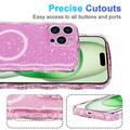 iPhone 16 Pro Max Wave-Edge Laser Glitter MagSafe Cover - Gennemsigtig pink