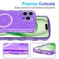 iPhone 16 Pro Max Wave-Edge Laser Glitter MagSafe Cover - Gennemsigtig lilla