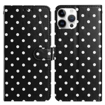 iPhone 16 Pro Pung Etui med Prikket Mønster - Sort