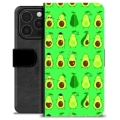 iPhone 16 Pro Premium Flip Cover med Pung - Avocadomønster