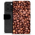 iPhone 16 Pro Premium Flip Cover med Pung - Kaffebønner