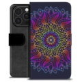 iPhone 16 Pro Premium Flip Cover med Pung - Farverig Mandala