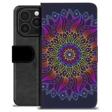 iPhone 16 Pro Premium Flip Cover med Pung - Farverig Mandala