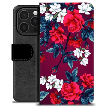 iPhone 16 Pro Premium Flip Cover med Pung - Vintage Blomster