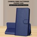 iPhone 16 Pro Premium Wallet-etui med rem - kulfiberstruktur - Kulstofblå