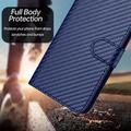 iPhone 16 Pro Premium Wallet-etui med rem - kulfiberstruktur - Kulstofblå