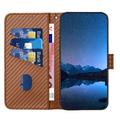 iPhone 16 Pro Premium Wallet-etui med rem - kulfiberstruktur - Kulstofkaffe
