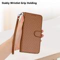 iPhone 16 Pro Premium Wallet-etui med rem - kulfiberstruktur - Kulstofkaffe