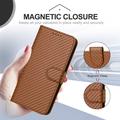 iPhone 16 Pro Premium Wallet-etui med rem - kulfiberstruktur - Kulstofkaffe