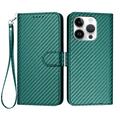 iPhone 16 Pro Premium Wallet-etui med rem - kulfiberstruktur