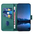 iPhone 16 Pro Premium Wallet-etui med rem - kulfiberstruktur - Kulstofgrøn