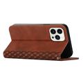 iPhone 16 Pro Rombe Mønster Pung Cover med magnetisk lukning - Brun