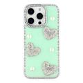 iPhone 16 Pro Funklende Kærlighed og Perle Hybrid Cover - Grøn