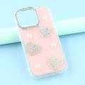 iPhone 16 Pro Funklende Kærlighed og Perle Hybrid Cover - Pink