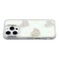 iPhone 16 Pro Funklende Kærlighed og Perle Hybrid Cover - Hvid
