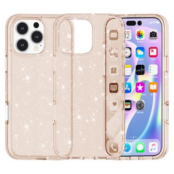 iPhone 16 Pro Stylish Glitter Series Hybrid Cover - Guld