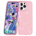iPhone 16 Pro Stylish Glitter Series Hybrid Cover - Pink