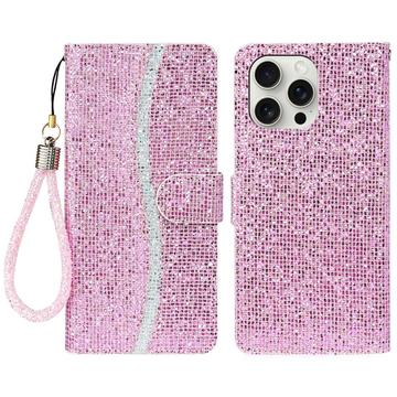 iPhone 16 Pro Stilfuldt glitterpungetui - pink