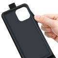iPhone 16 Pro Vertikal Flip Taske med Kortholder - Sort